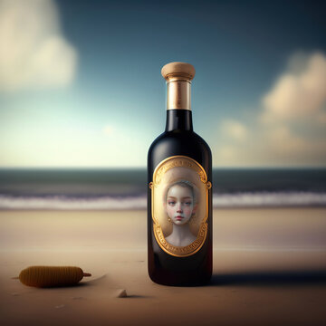 Generative AI:  Decorative glass bottle  in a fantasy environment