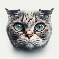 3D Digital art illustration of very Cute and beautiful Cat with very big and adorable eyes. Can be used for sticker. GENERATED AI.