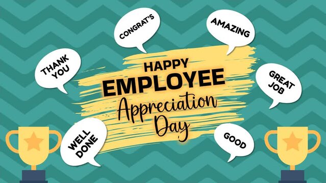 Happy employee appreciation day text animation. 4k video greeting card suitable for employee appreciation day celebration.