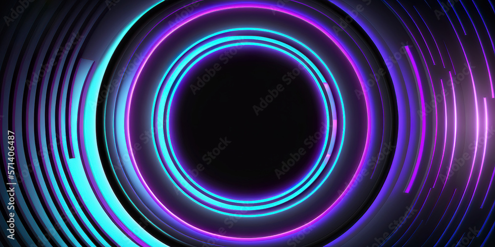 Poster abstract colorful technology background with neon lights, generative ai