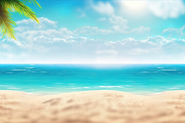Fototapeta na wymiar sunny beach with palm trees, generative ai
