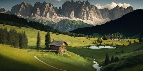 Fotobehang Austria's famous eng alm landscape. Generative AI © 2rogan