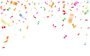 Carnival colorful confetti, celebration transparent background
