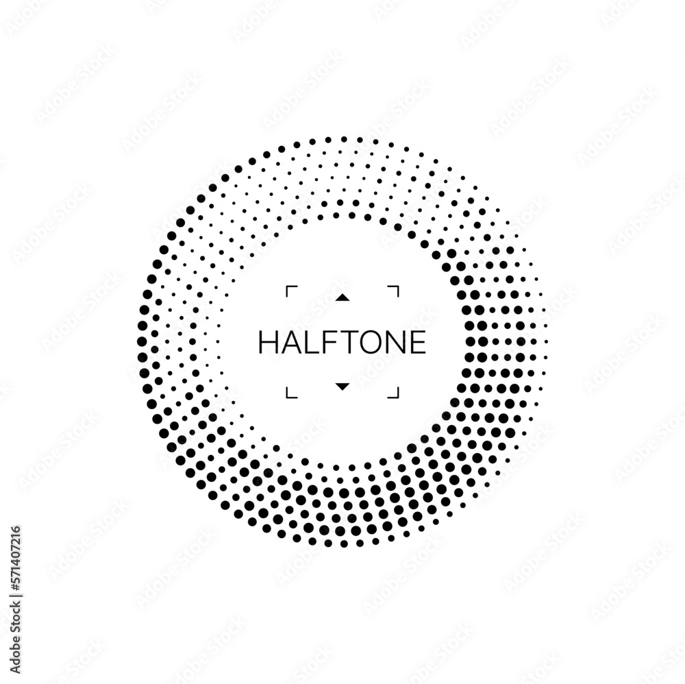 Poster Halftone circle pattern border or round frame