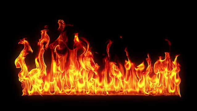 Super Slow Motion Shot of Fire Flames Isolated on Black Background at 1000fps.