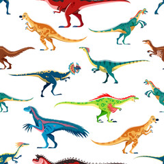 Dinosaur cartoon characters seamless pattern