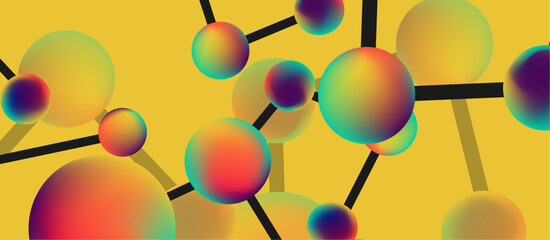 Line points connections geometric landing page background. Fluid circles and spheres with liquid gradients. Vector Illustration For Wallpaper, Banner, Background, Card, Book Illustration, landing page