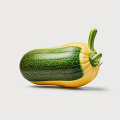 Whole zucchini, vegetable rich in mineral salts and vitamins. 3D Realistic organic illustration. On white background. Generative AI