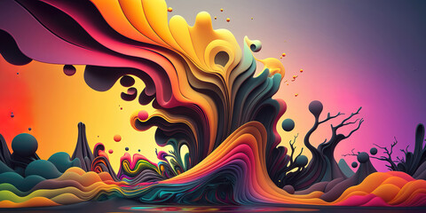 Fototapeta na wymiar colorful surreal abstract background, generative ai