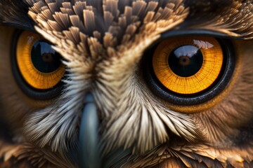 a close up of a young owl's eyes ( Athene noctua ). Generative AI