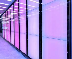 close up view of a building, coloured glasses