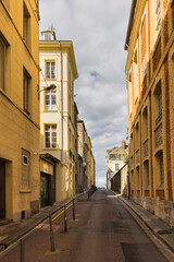 road in the old town of Dieppe, France, leading to the harbor