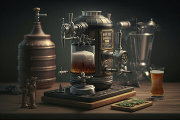 Obraz na płótnie Canvas Making beer process, ficticious, background, generative ai