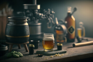 Fototapeta na wymiar Making beer process, ficticious, background, generative ai