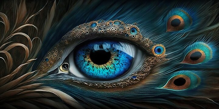 peacock feather closeup-ai generative