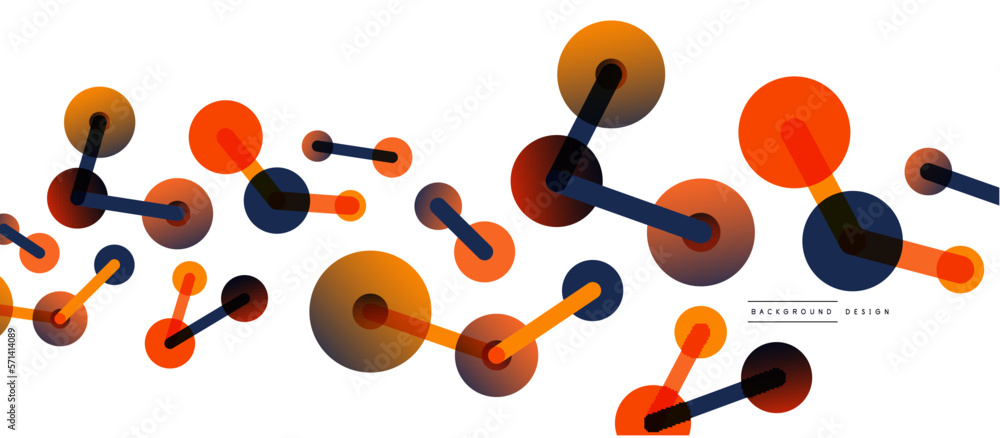 Aufkleber Line points connections geometric abstract background. Circles connected by lines. Trendy techno business template for wallpaper, banner, background or landing