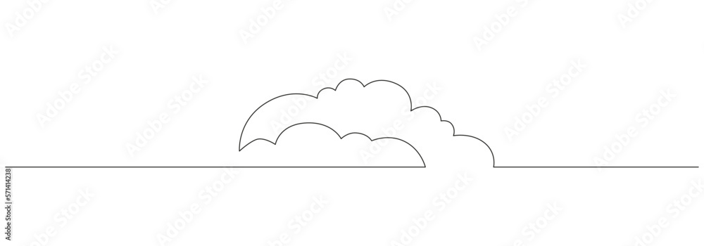 Poster one continuous line drawing of clouds in the sky. weather and climate symbol and storage concept in 