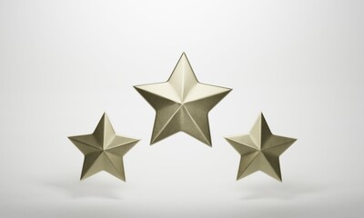 3d illustration Star Rating Realistic Gold best stars rating isolated on white background