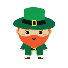 Vector flat hand drawn leprechaun isolated on white background