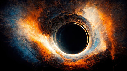 Black hole in space, ai generative illustration