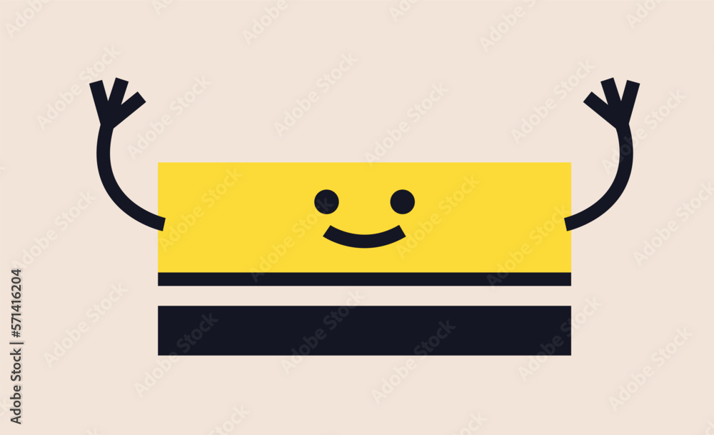 Aufkleber funny doodle object. abstract hand drawn sticker with rectangular geometric character with hands and