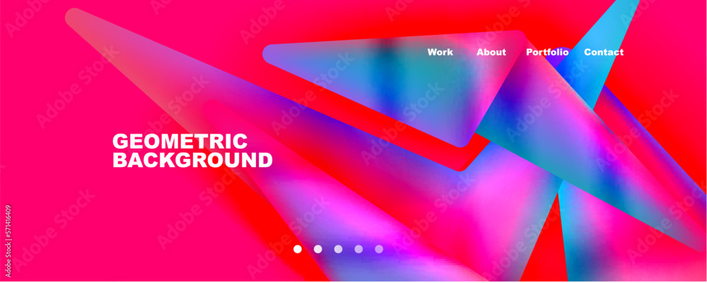Poster Bright colorful triangular shapes abstract background with fluid color effect. Glass, light and shadow effects. Illustration For Wallpaper, Banner, Background, Card, Book Illustration, landing page