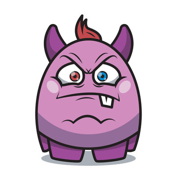 Cute Cartoon Angry Monsters illustration. Flat vector