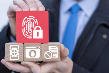 Login access denied and identity failed concept. User does not have permission to file, system refuses password, entry to device, access data.
