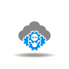 Vector illustration of cloud and gear wheels mechanism with saas. Symbol of SAAS Software As A Service.