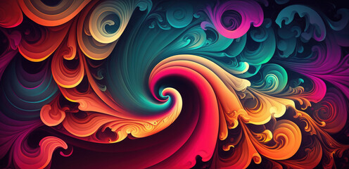Twisted Spiral Abstract Background. Colorful Trippy Swirl Surreal Tornado. Generative AI.