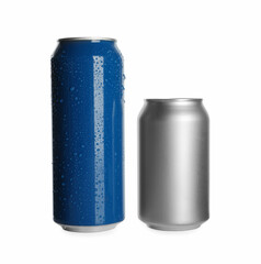 Aluminum cans on white background. Mockup for design