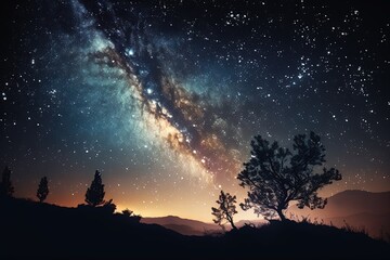 Night sky with lot of shiny stars, milky way. Generative AI