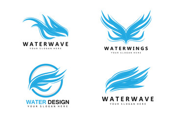 Wings Logo Design, Shield Wings Vector, Bird Feather Illustration