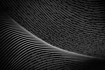 Black wavewhite line background ,abstract black background . Technology wavy line