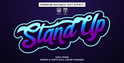 editable text effect stand up