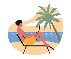 Freelancer working in comfortable workspace