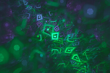 abstract glowing squares floating in space background computer generated illustration