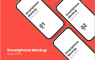collection of realistic smartphone Mockups.  Device UIUX mockup for presentation template.
