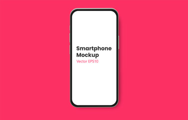 Realistic smartphone mockup.  Device UIUX mockup for presentation template.  Phone frame with empty view isolated template, and on colored background