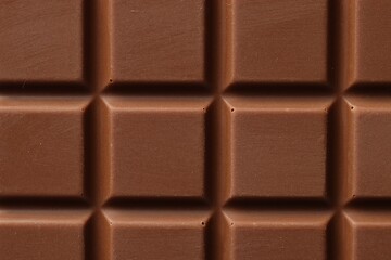 Delicious milk chocolate bar as background, top view