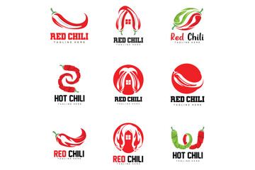 Red Chili Logo, Hot Chili Peppers Vector, Chili Garden House Illustration, Company Product Brand Illustration