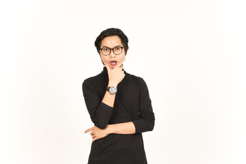 Shocked WOW Face Expression Of Handsome Asian Man Isolated On White Background