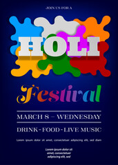 Obraz premium holi festival poster. indian festival of colors flyer
