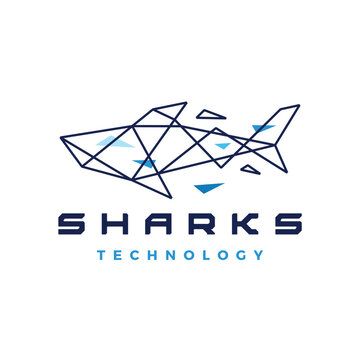 shark geometric polygonal logo vector icon illustration