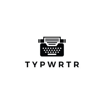 retro typewriter logo vector icon illustration
