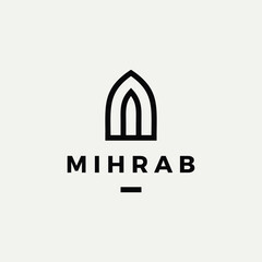 mihrab niche arch door logo vector icon illustration