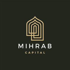 mihrab niche arch door logo vector icon illustration