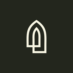 mihrab niche arch door logo vector icon illustration