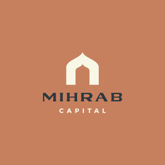 mihrab niche arch door logo vector icon illustration