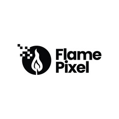 candle pixel flame fire logo vector icon illustration